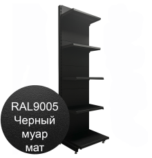  Стеллаж для магазина черный муар 2250х665х500мм с пятью полками пристенный 