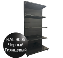 Черный торговый стеллаж 2250х1000х500мм 5 полок пристенный 