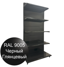 Черный торговый стеллаж 2250х1000х500мм 5 полок пристенный 
