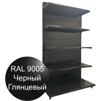  Торговый стеллаж черный 2250х1250х500мм с пятью полками пристенный 