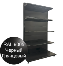  Торговый стеллаж черный 2250х1250х500мм с пятью полками пристенный 