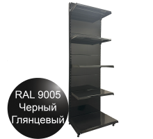  Стеллаж для магазина черный 2250х665х500мм с пятью полками пристенный 