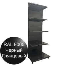  Стеллаж для магазина черный 2250х665х500мм с пятью полками пристенный 