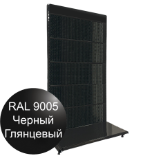 Черный пристенный перфорированный стеллаж 2250х1250х500мм