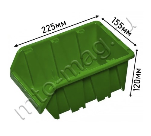 Лоток-ящик для метизов полипропиленовый зеленый 225×155×120мм 4 л